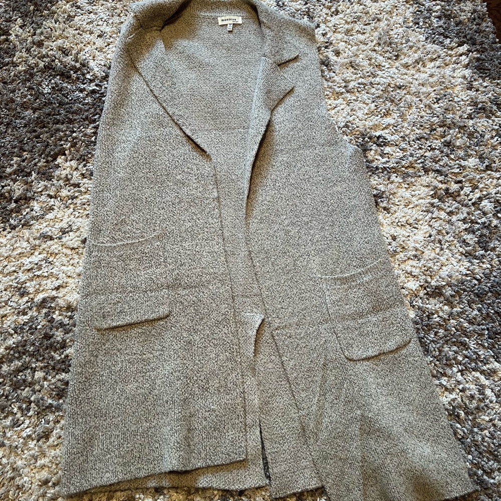 Monteau Light Gray Women's Cardigan Sweater